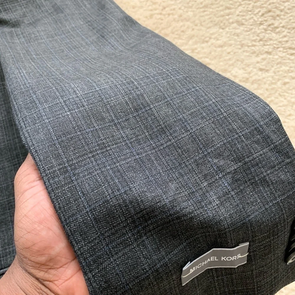 NWT Michael Kors Gray Blue Striped Blazer 46XL